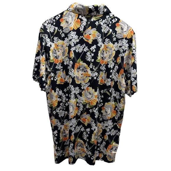 Bad Birdie NEW Men's Size XL Golf Polo Shirt "Huntington" Black Floral Stretch - Picture 5 of 6